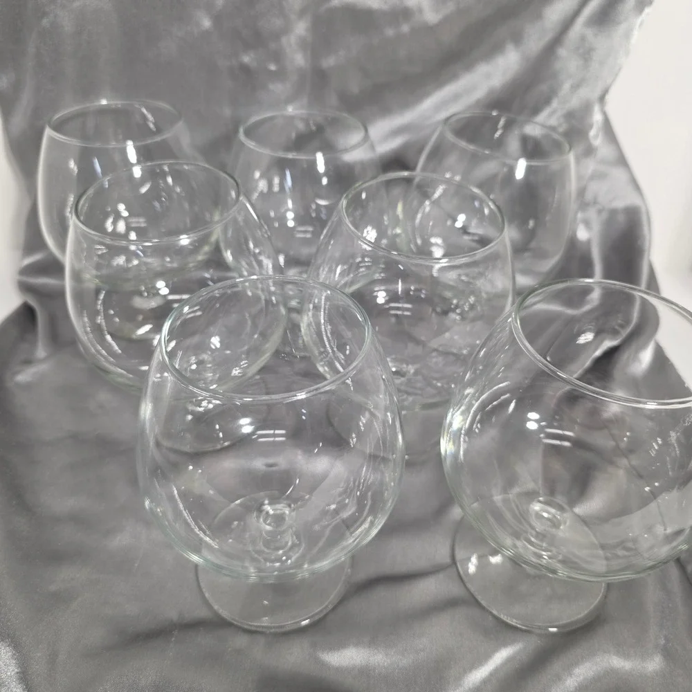Set of 7 Clear Glass Brandy Snifters Cognac Balloon Glasses 5.25 Inch Barware